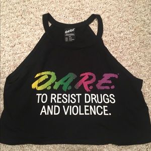 D.A.R.E. Black cropped tank